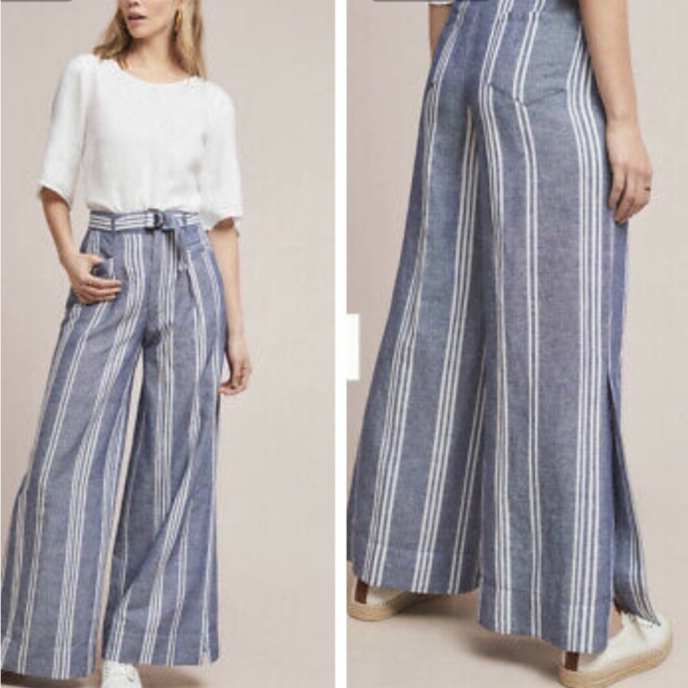 ANTHROPOLOGIE ELÉVENLES WIDE LEG LINEN PANTS.